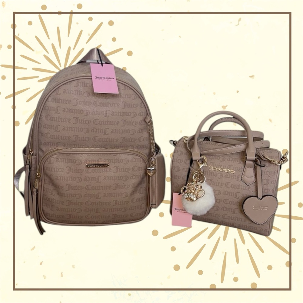 Juicy Couture Gothic Dots Cafe Bag and Full Size Backpack Set
